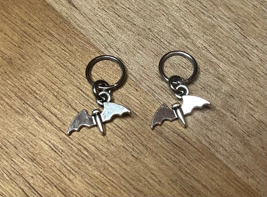 Mini Silver Bat Hearing Aid Charms (Pair)