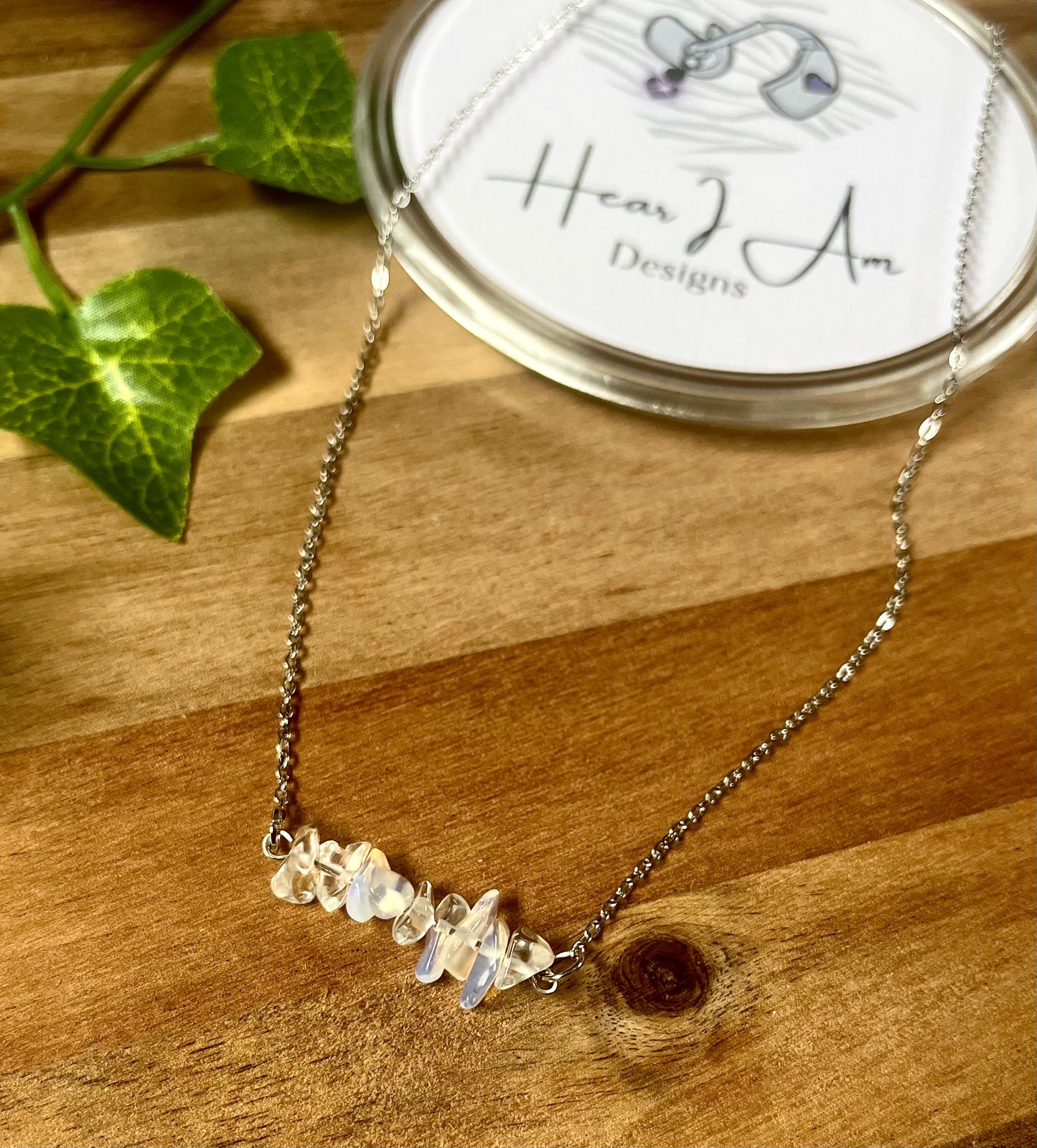 Crystal Chip Minimalist Necklace – 16” Stainless Steel Chain