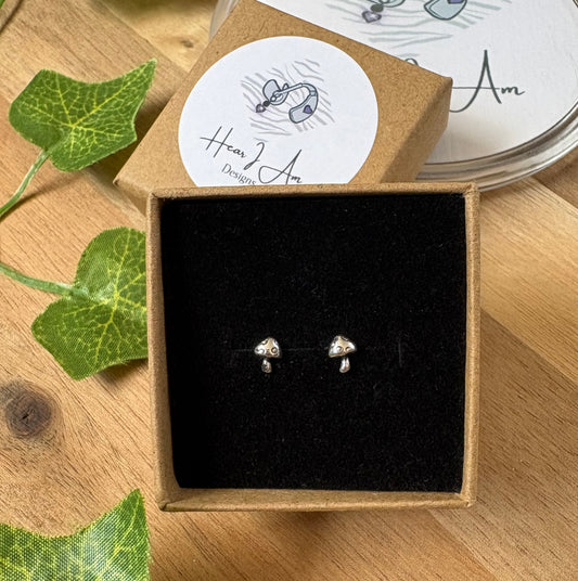 925 Sterling Silver Mushroom Stud Earrings