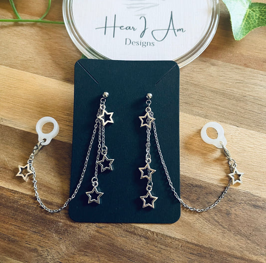 Stainless Steel Star Stud Earring Hearing Aid Retainers (Sold Individually)