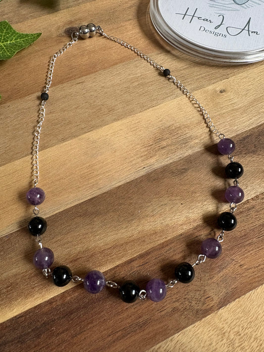 ✨ Amethyst & Black Agate Magnetic Necklace