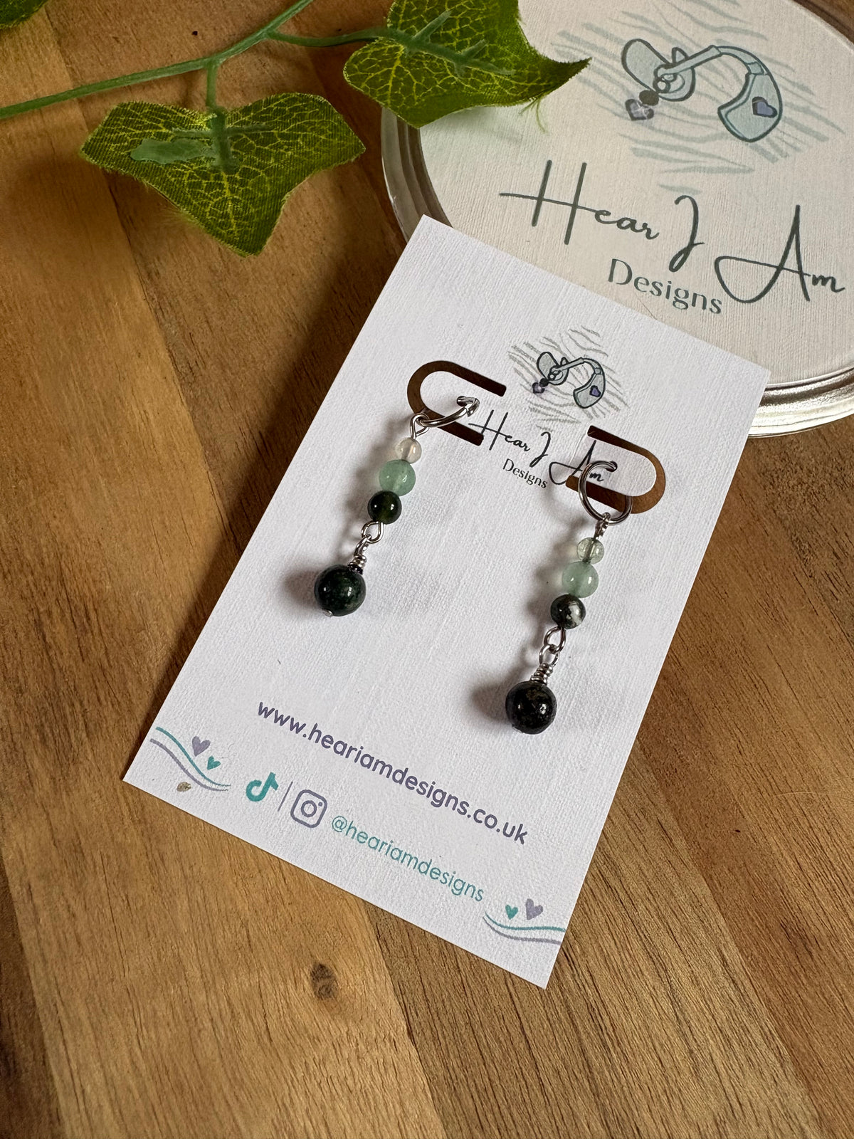 Moss Agate & Green Aventurine Hearing Aid Charms 🌿💚