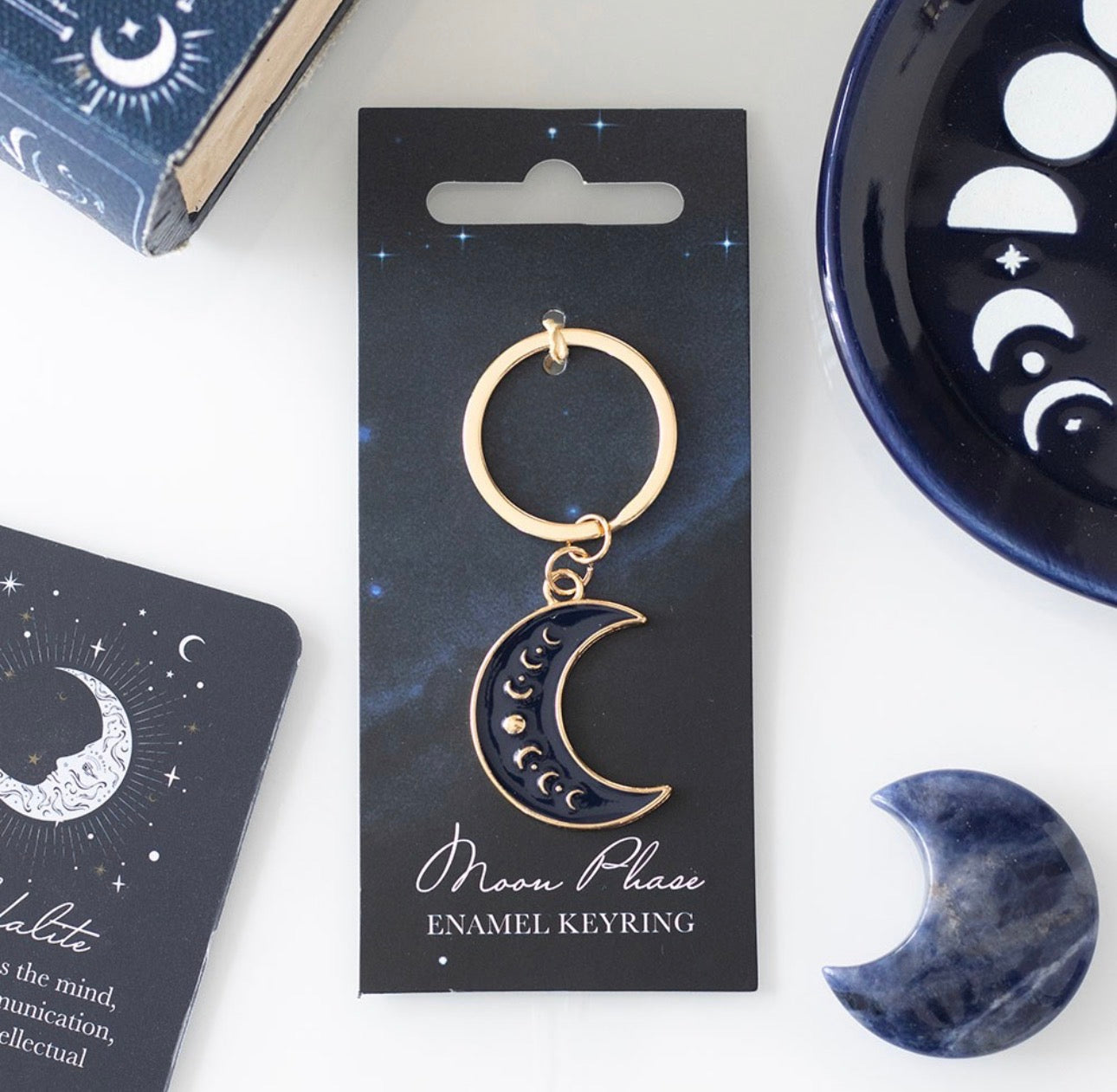 Blue Moon Crescent Moon Keyring