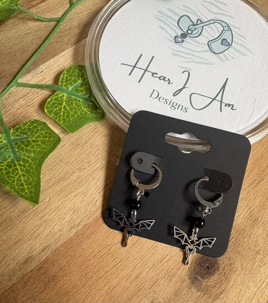 Black Obsidian Dragon Lever Back Earrings