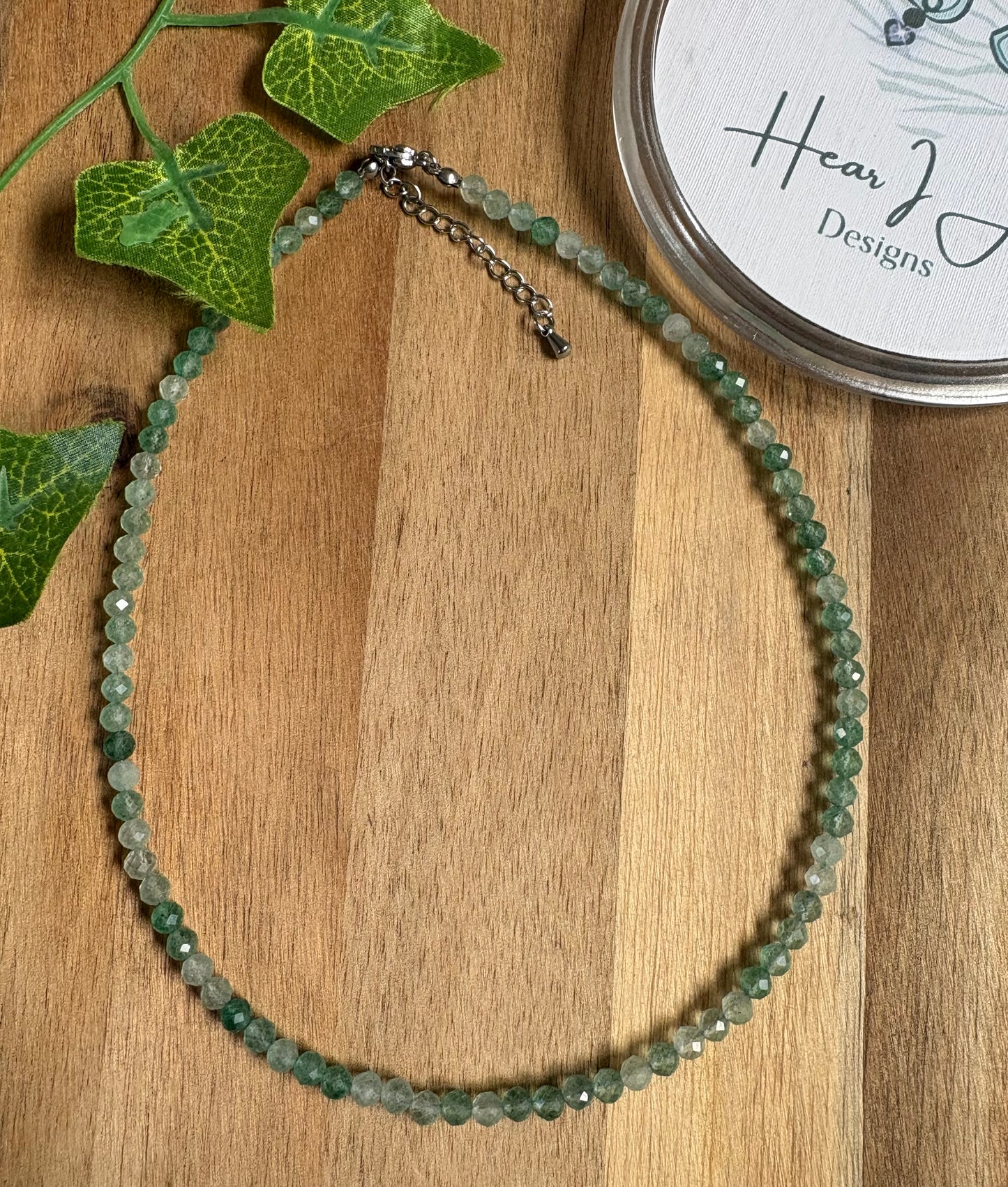 Green Strawberry Quartz Crystal Necklace