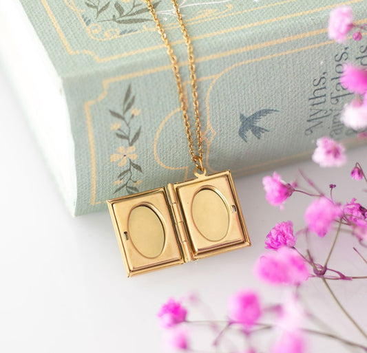 Book Worm Stainless Steel Locket Necklace