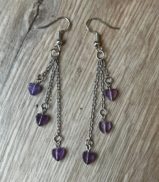 Crystal Heart Dangle Earrings