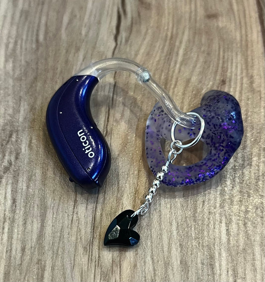 Black Heart Hearing Aid Charms