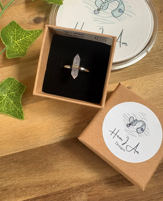 Silver-Plated Adjustable Gemstone DT Point Rings