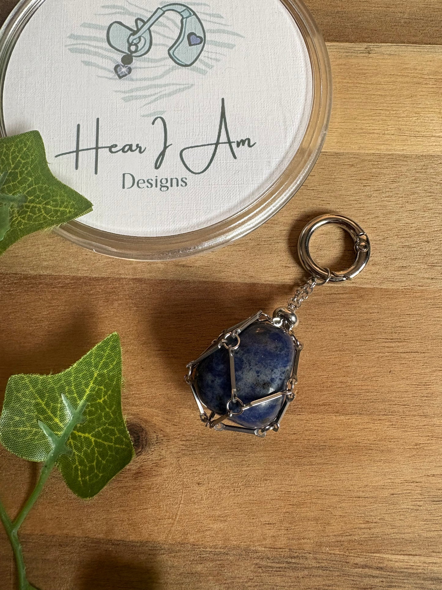 Stainless Steel Crystal Cage Keyring – Includes One Interchangeable Tumbled Crystal