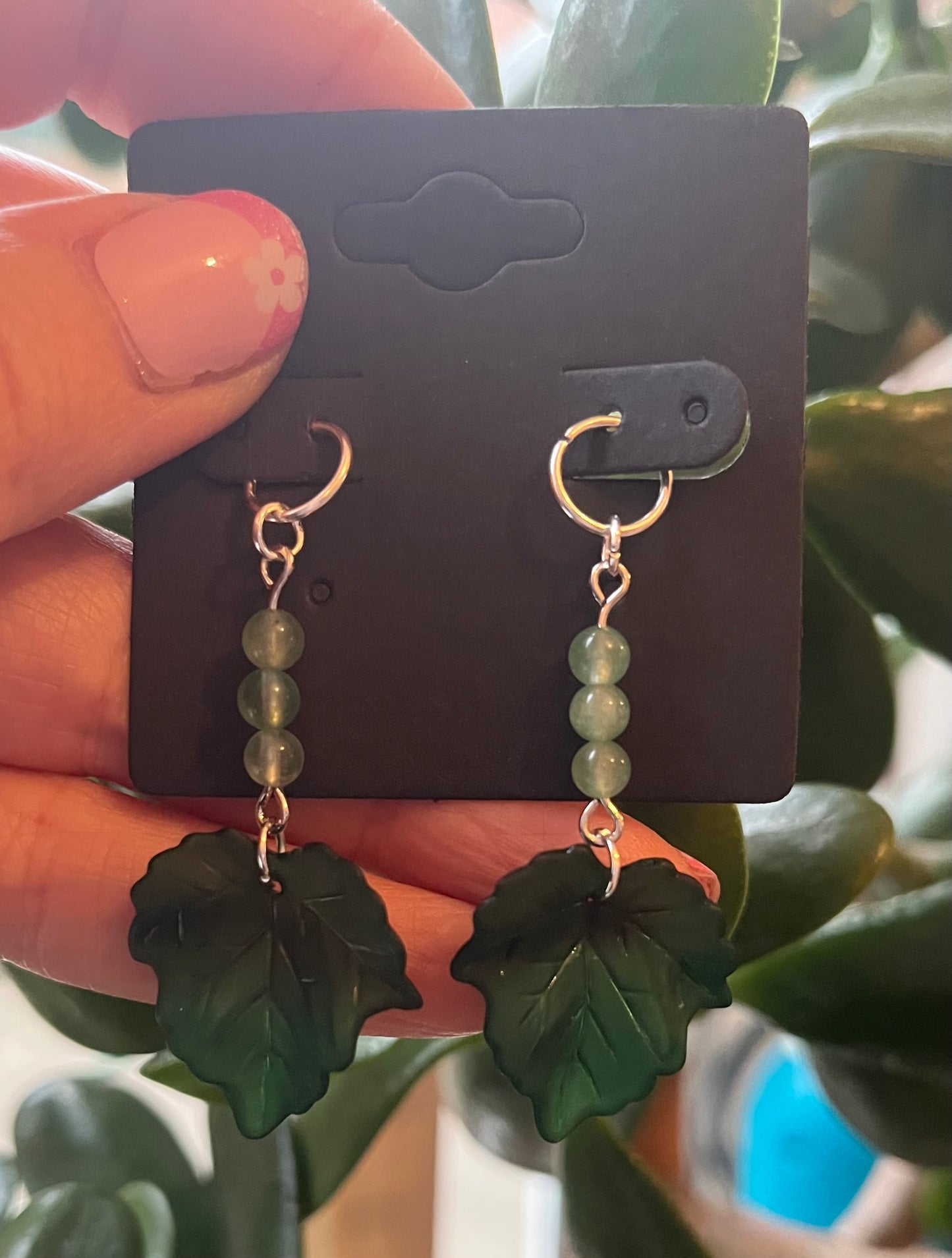 Leaf & Green Aventurine Hearing Aid Charms