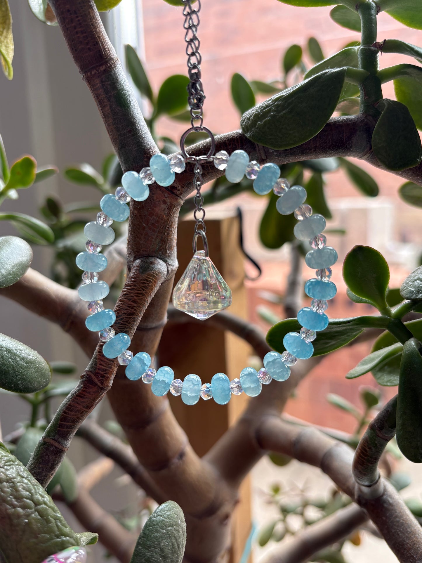 Blue Crackle Bead Suncatcher/Hanging Charm
