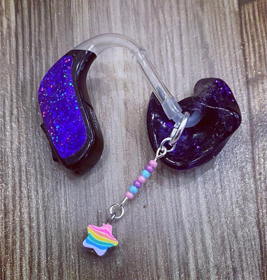 Striped Star Hearing Aid Charms